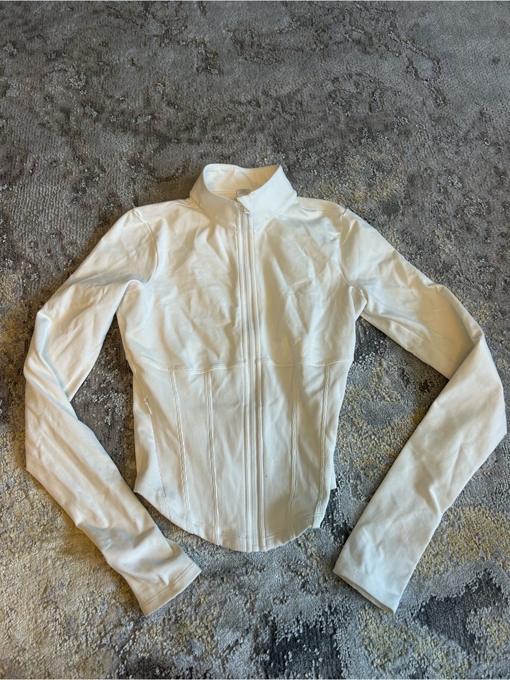 ALO Yoga White Zip-Up Bomber Jacket